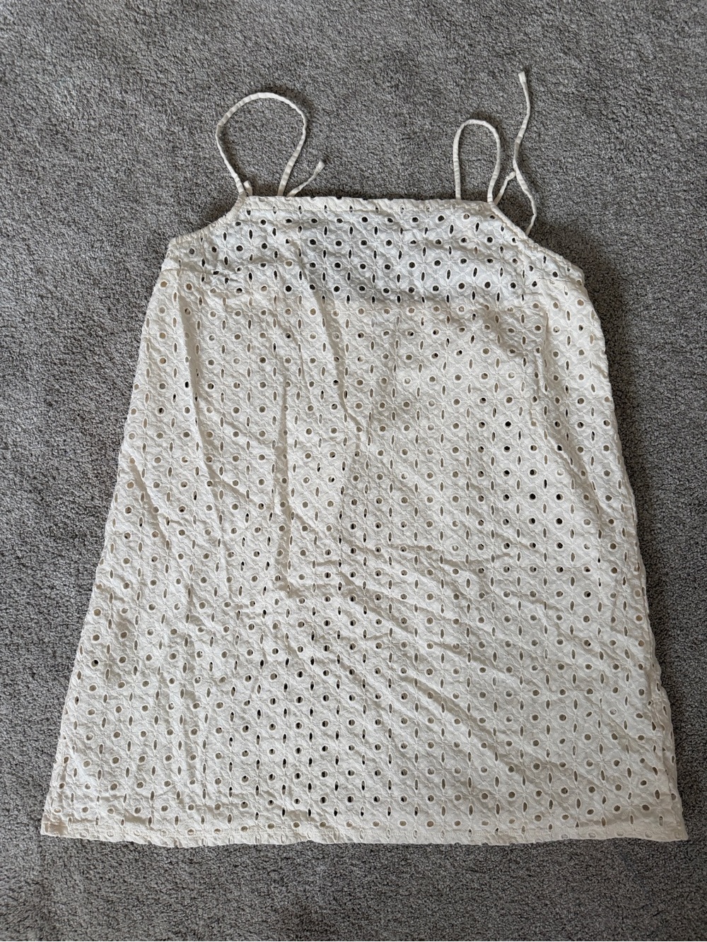White Eyelet Adjustable Strap Dress